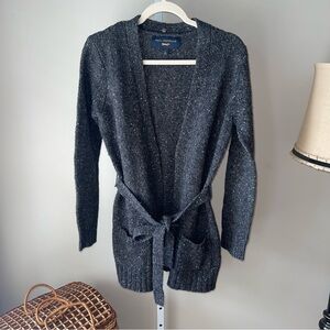 Elegant Women's Charcoal Cardigan with Belt